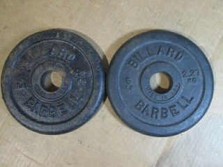 2 Vintage Billard Barbell 5 Pound Plate Weights Made In Usa 1 1/4 " Hole (1.  25 ")