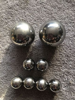 8 Vintage Steel Balls Six 3/4 " Two 1.  5”