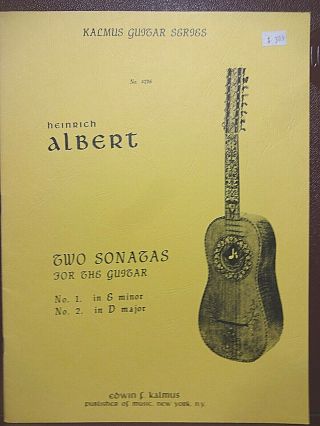 Vintage " Two Sonatas For The Guitar " By Heinrich Albert For Solo Guitar