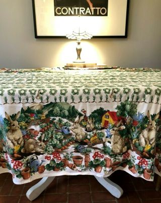 Vintage Wilton Court Easter 50X64 Tablecloth 100 Cotton Great Design Rectangle 2