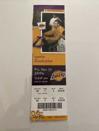 Kobe Bryant Los Angeles Lakers Ticket Stub 53 Point Game 12/15/2006 Houston Nba