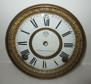 Antique Ansonia Porcelain Clock Dial 5 - 3/4 " With Glass Complete (inv C1)