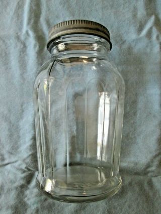 Vintage 1930s Hazel - Atlas Glass Co.  Clear Glass Canning Quart Jar W/ Ring