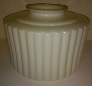Mcm Vintage Milk Glass Art Deco Ribbed Ceiling Dome Lamp Shade 6 " Tall 2 Opening