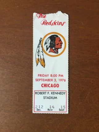 1976 Washington Redskins Vs Chicago Bears Nfl Ticket Stub - Rfk Stadium
