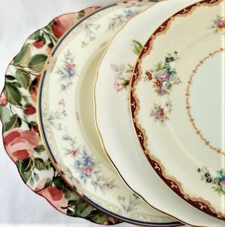 Vintage Mismatched China Dessert Cake Bread Plates Set Of 4 Florals 7.  5 - 8 In 34