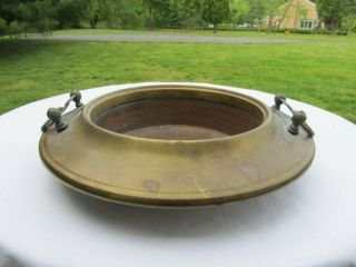 Vintage Antique Brass Hammered Copper Double Handle Pot Bowl Dish Planter