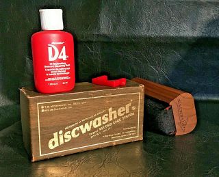 Vintage Discwasher Record Cleaning System With Full D4 Fluid Bottle,  Box,  Etc.