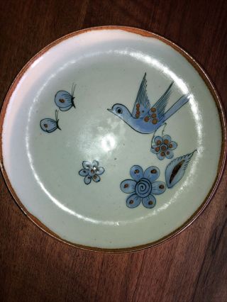 Vintage Ken Edwards El Palomar Blue Pottery Plate Bird Mexico 1960s