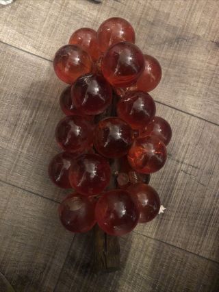 Vintage Mid Century 1960s Orang Lucite Acrylic (glass) Grapes Cluster Large,  Vgc