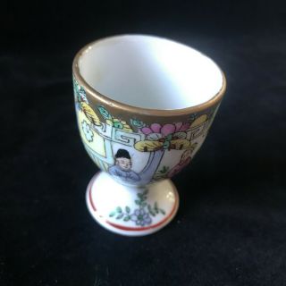 Vintage Nieman Marcus Chinse Porcelain Egg Cup Asian Garden Motif 3
