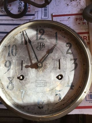 Lg.  Antique Time Clock By International Time Recording Co Ny.  Movements & Dial