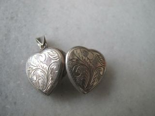 Antique Victorian Sterling Silver Heart Locket Necklace Pendant