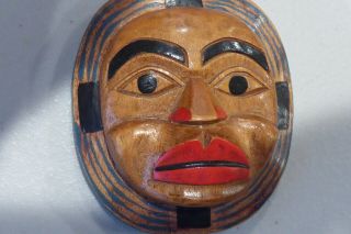 Vintage Haida Native Signed Moon Mask By Archie George Indian Carved Mask