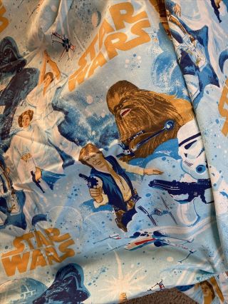 Vintage Star Wars Bibb Twin Flat Bed Sheet Darth Vader R2d2 C3po Chewy Fabric 2