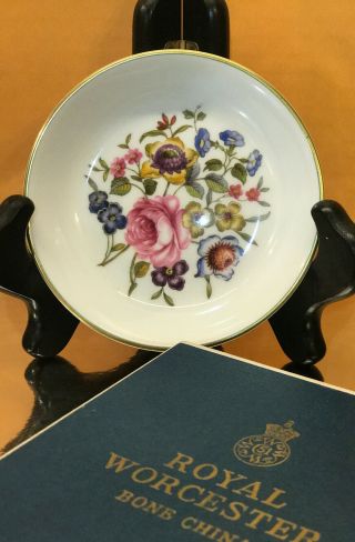 Vintage Royal Worcester Fine Bone China Floral/rose Trinket Dish Made In England