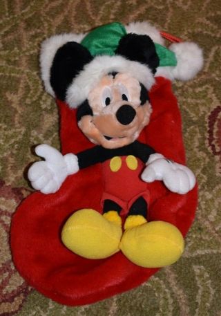 Vintage Christmas Holiday Walt Disney Mickey Mouse Musical Stocking Euc