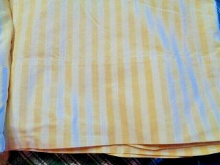 VINTAGE CANNON COMBSPUN PERCALE TWIN FLAT SHEET YELLOW/WHITE STRIPE PRE - OWNED 2