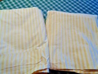 VINTAGE CANNON COMBSPUN PERCALE TWIN FLAT SHEET YELLOW/WHITE STRIPE PRE - OWNED 3