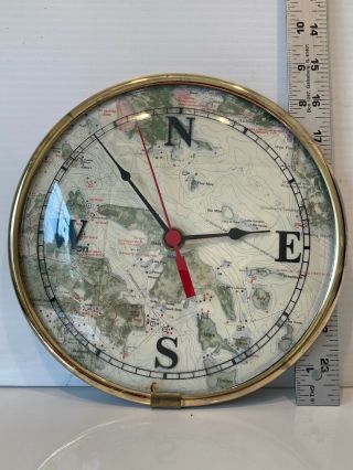 Vintage Map Clock Meredith Nh Nautical Map Clock