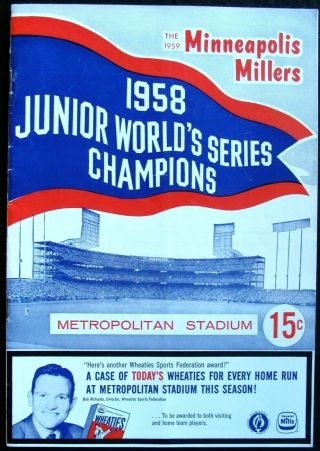1959 Minneapolis Millers V.  American Association All - Stars Program @ Met Stadium