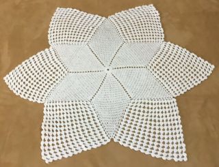 Vintage Hand Crocheted Large Doily,  Round,  Star,  Off White
