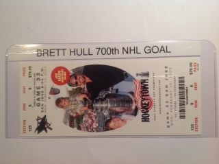 Brett Hull 700th Goal Full Game Ticket {{free Shipping}}