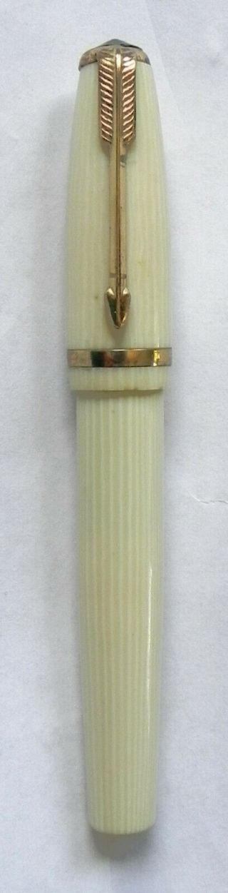 Vintage Camera Lens Brush,  Parker Fountain Pen Style,  Ivory & Gold,  3 3/4 " Exc.