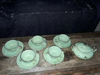 Vintage Demitasse Cups Saucers And Sugar Bowl Gualdo Tadino Italy