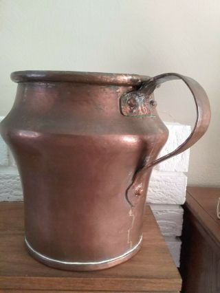 Vintage Antique Handmade Hammered Copper Pitcher With Handle