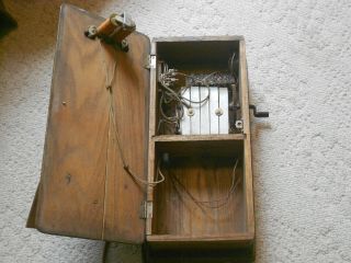 Antique wall phone,  crank telephone,  Kellog,  parts 3