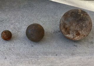 3 Antique Civil War Artillery Cannon Ball Wyoming Old Shot Authentic Battle Real