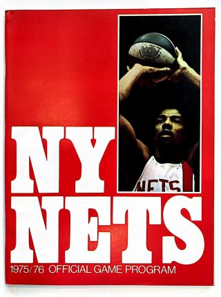 1975/76 Ny Nets Vs Indiana Pacers Aba Program Julius Erving Dr J Cover Very Fine