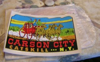 Old Car Window Travel Decal Carson City Catskill N.  Y.  York Stagecoach Enve