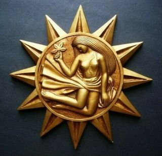 Vintage Virgo Zodiac Wall Art 1967 Gold Molded Sign Astrology Syroco Mid Century