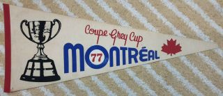1977 Coupe Grey Cup Montréal Montreal Full Size Cfl Football Pennant Blunt Tip