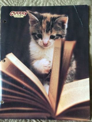 Vintage Cuddly Cuties Folders from 1990s - Puppy w/ US flag,  Kitten w/ book 2