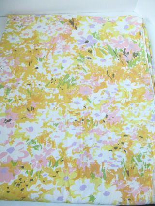 JC Penney Vtg Fashion Manor Pennprest Abstract Flowers Floral Flat Full Sheet M 2