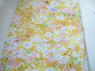 JC Penney Vtg Fashion Manor Pennprest Abstract Flowers Floral Flat Full Sheet M 3
