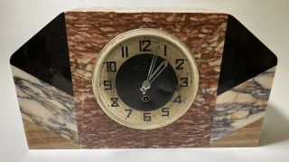 Antique French ? German? Art Deco Mantle Clock Marble Slate Onyx