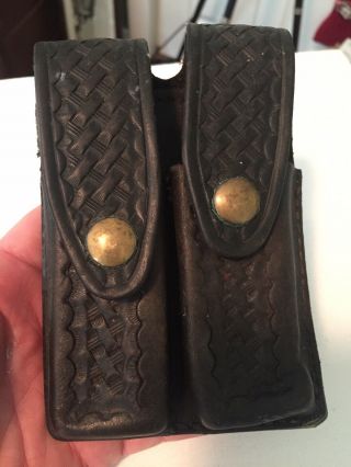 Tex Shoemaker & Son Vintage Black Leather Dual Clip Ammo For 1911