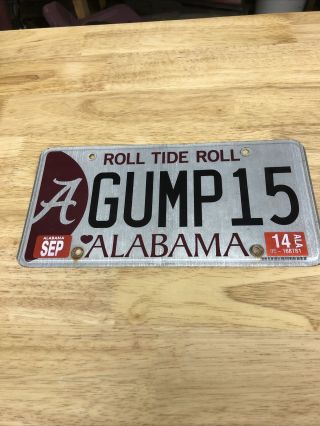 2014 Vanity License Plate University Of Alabama Gump15 Roll Tide