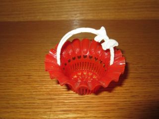 Red & White Party Favor Handle Basket Vintage Candy Cup Best U.  S.  A.