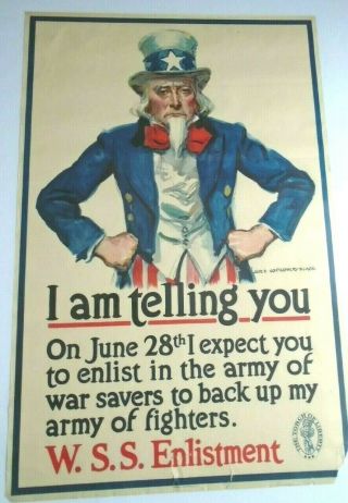 Antique Wwi War Recruitment Poster James Flagg Uncle Sam Telling You 3