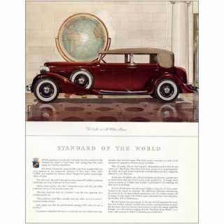 1933 Cadillac Phaeton: Standard Of The World Vintage Print Ad