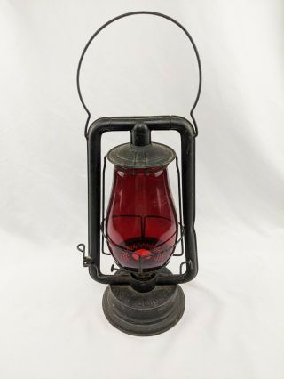 Antique Vintage Ct Ham Mfg.  Co No 0 Clipper Lantern Red Globe