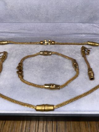 Antique 1920’s Engel Brothers Set Necklace Bracelet & Earrings Gold Art Deco