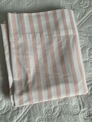 Vintage Martha Stewart Flat Sheet Pink White Stripe Shabby Cottage Double/full