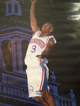 Vintage 1996 Philadelphia 76ers Allen Iverson 3 ' Freestyle ' Poster - 34.  5”x23” 2