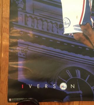 Vintage 1996 Philadelphia 76ers Allen Iverson 3 ' Freestyle ' Poster - 34.  5”x23” 3